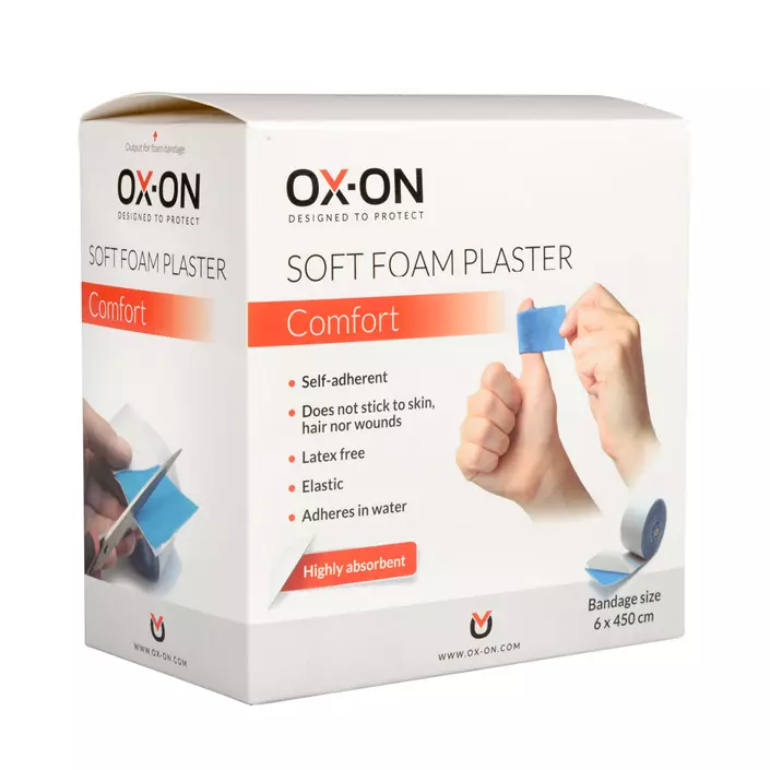 OX-ON Soft Foam plaster 6x450cm, Blå, Blå, large image number 0