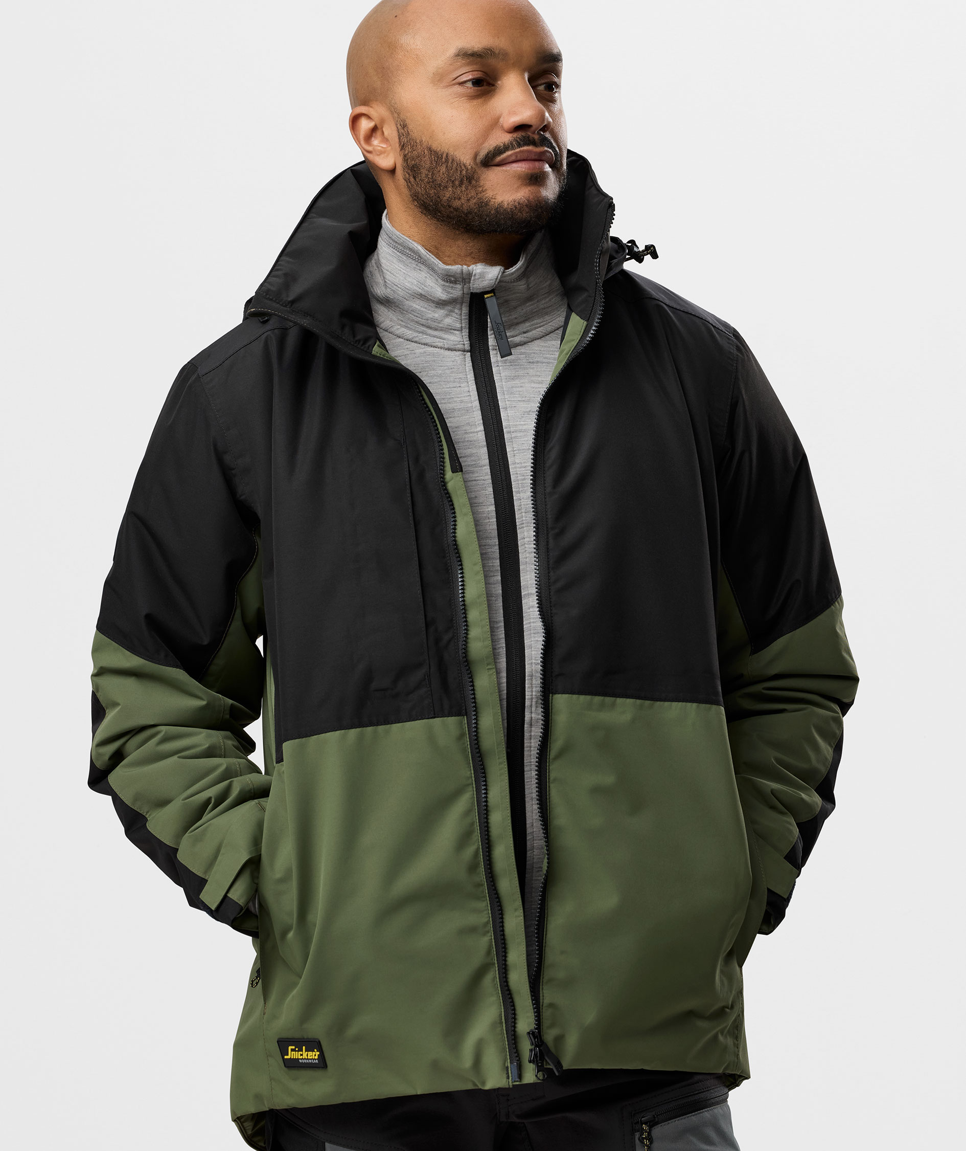 Snickers AllroundWork winter jacket 1104, Khaki Green/Black