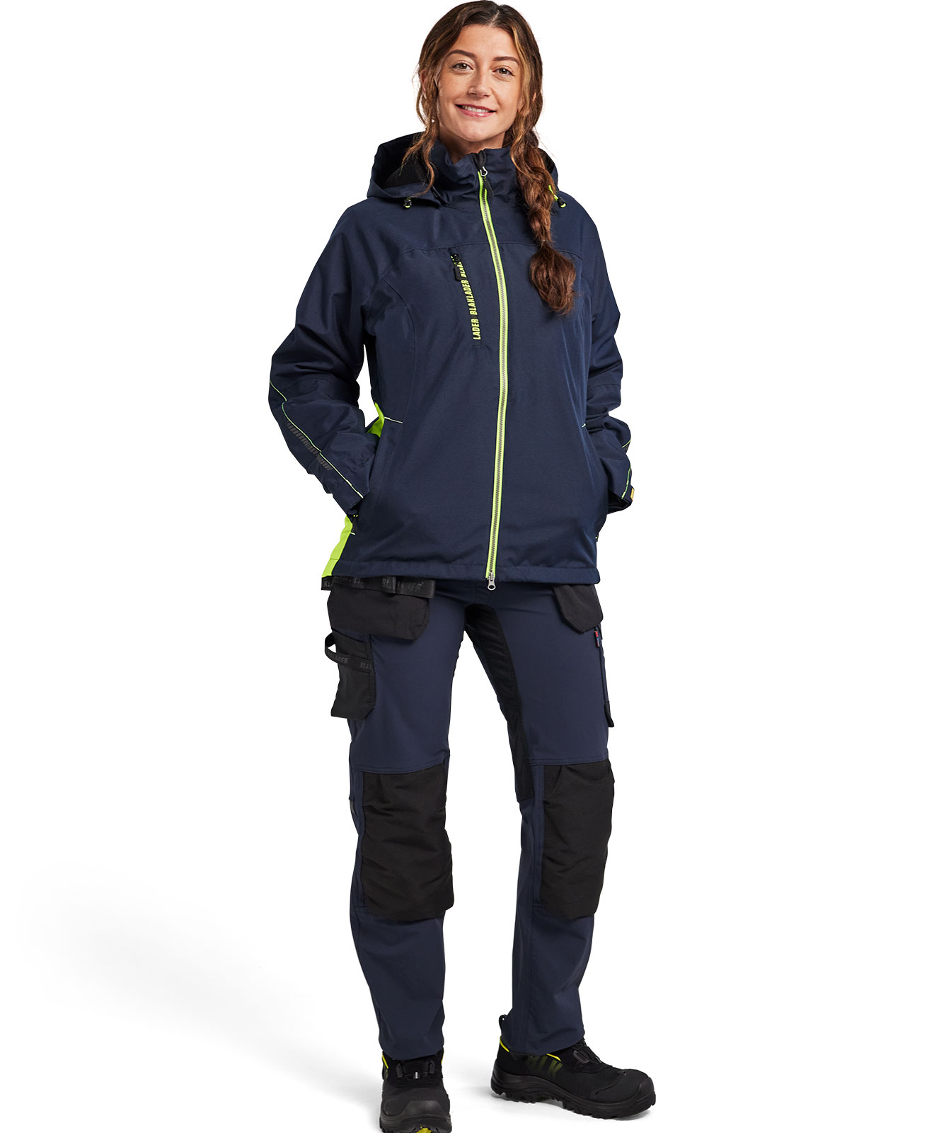 Bl&aring;kl&auml;der Unite Damen Winterjacke, Dunkel Marine/Hi-Vis Gelb