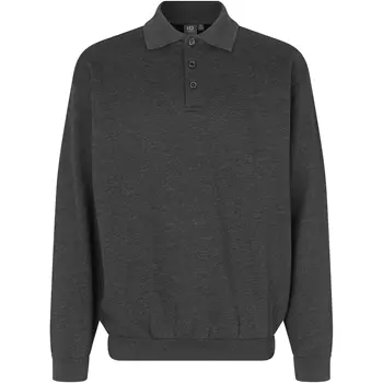 ID Game langærmet Polo sweatshirt, Grafitgrå Melange
