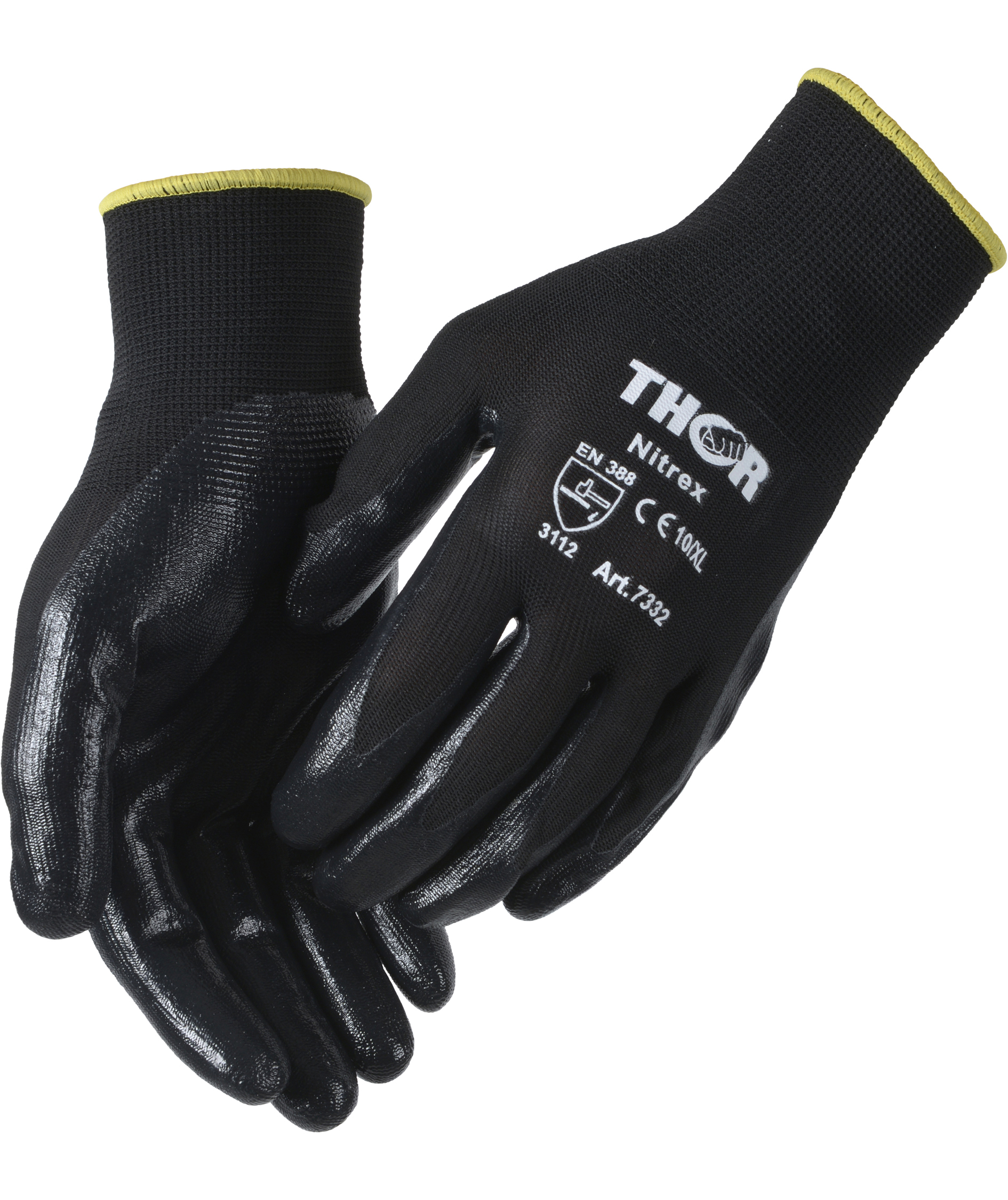 Thor 7332 Nitrex work gloves, Black, large image number 0