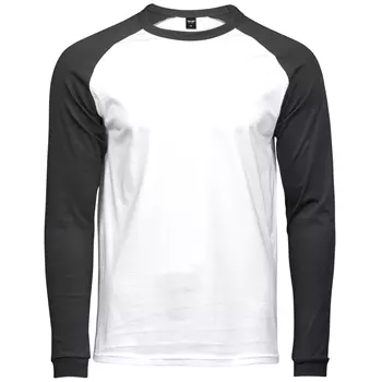 Tee Jays Baseball langärmliges T-Shirt, Weiß/Schwarz