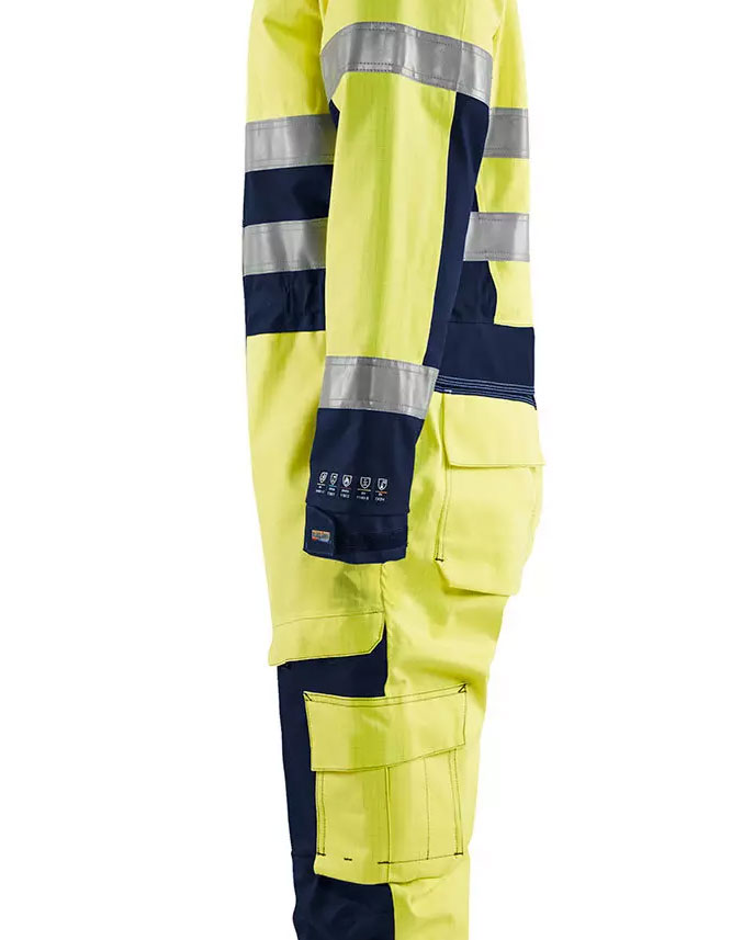 Bl&aring;kl&auml;der Multinorm thermal coverall, Hi-vis yellow/Marine blue, large image number 2