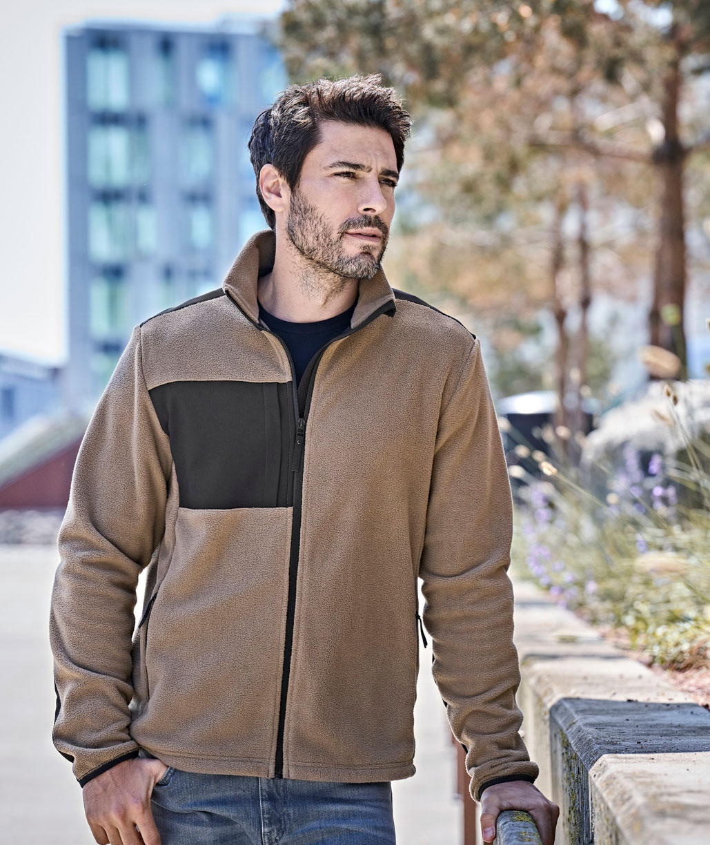 Tee Jays Mountain fleece jacket, Clay/black