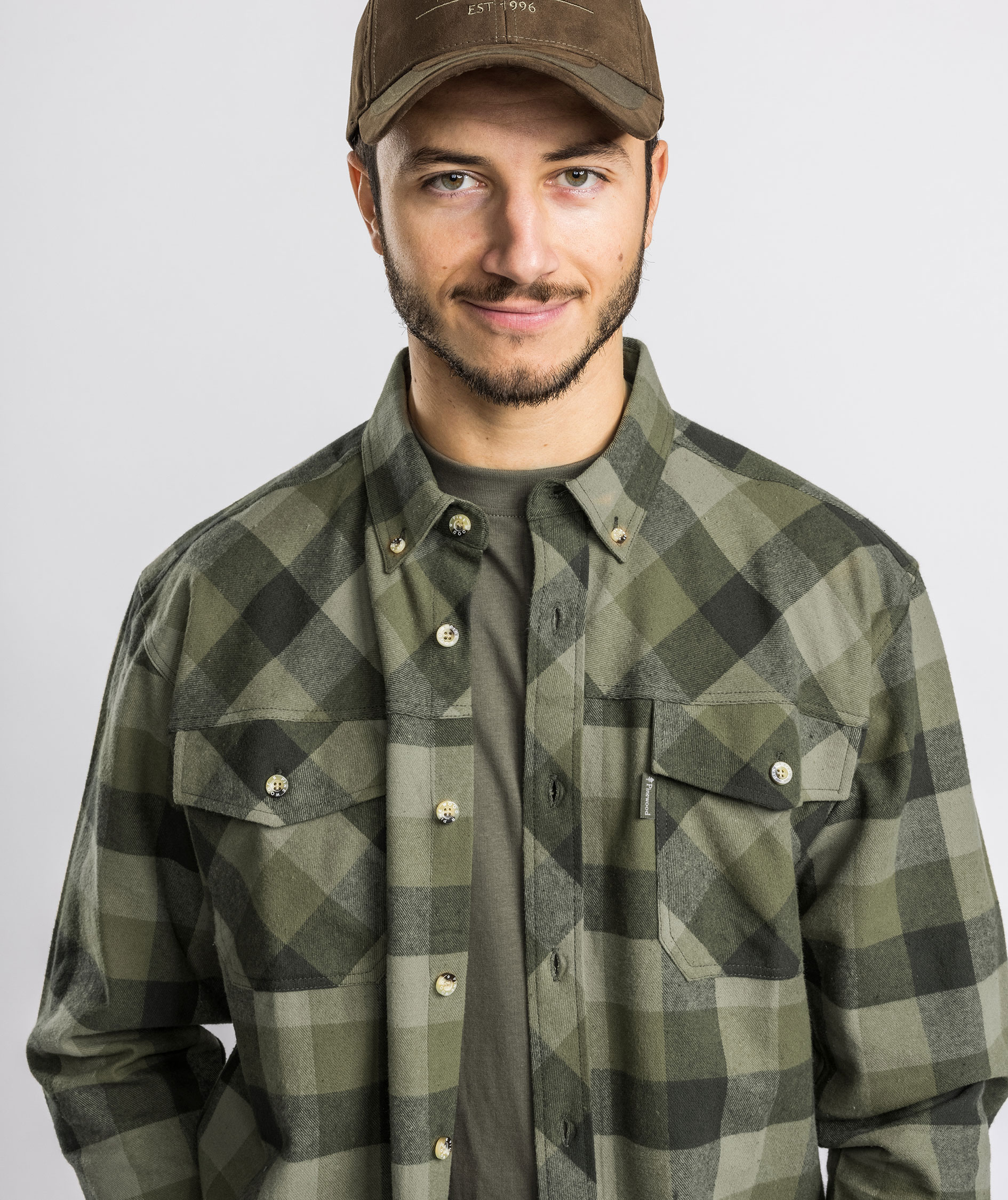 Pinewood Lumbo flannel skovmandsskjorte, Olive/Suede Brown, large image number 4