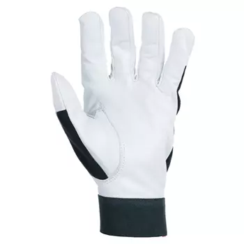 Kramp 3.006 goatskin leather work gloves with velcro fastening, Black/White