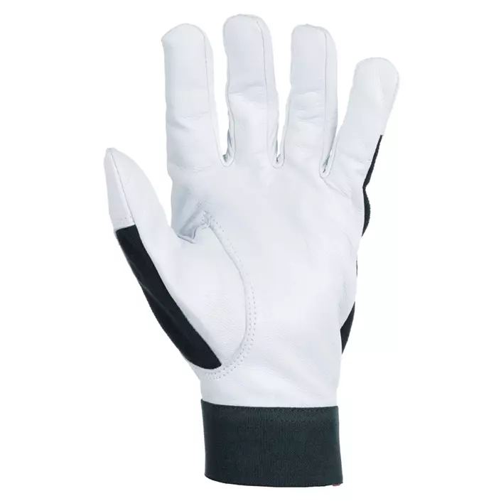 Kramp 3.006 goatskin leather work gloves with velcro fastening, Black/White, large image number 1