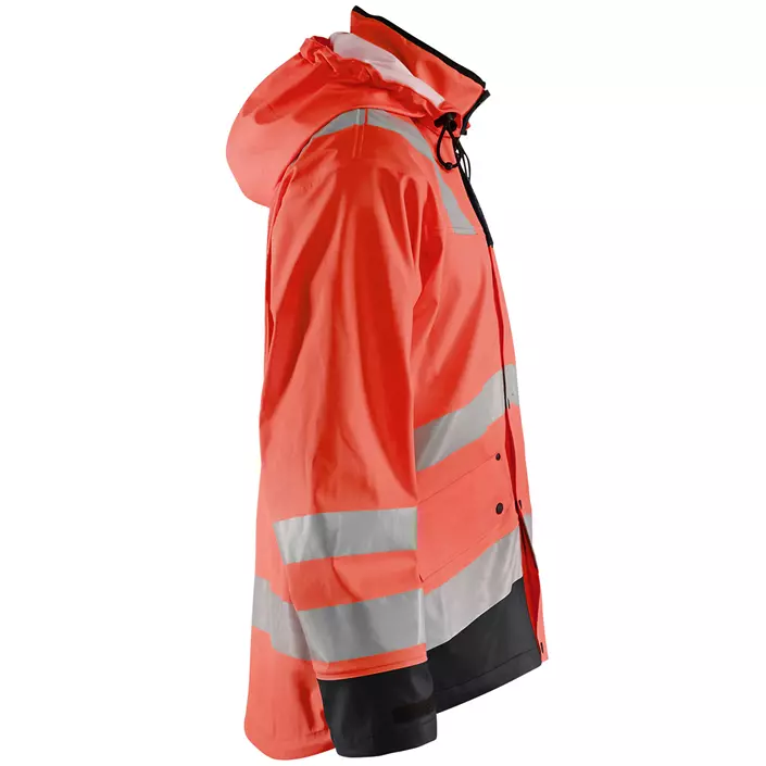 Blåkläder lined rain jacket, Hi-vis Red/Black, large image number 3