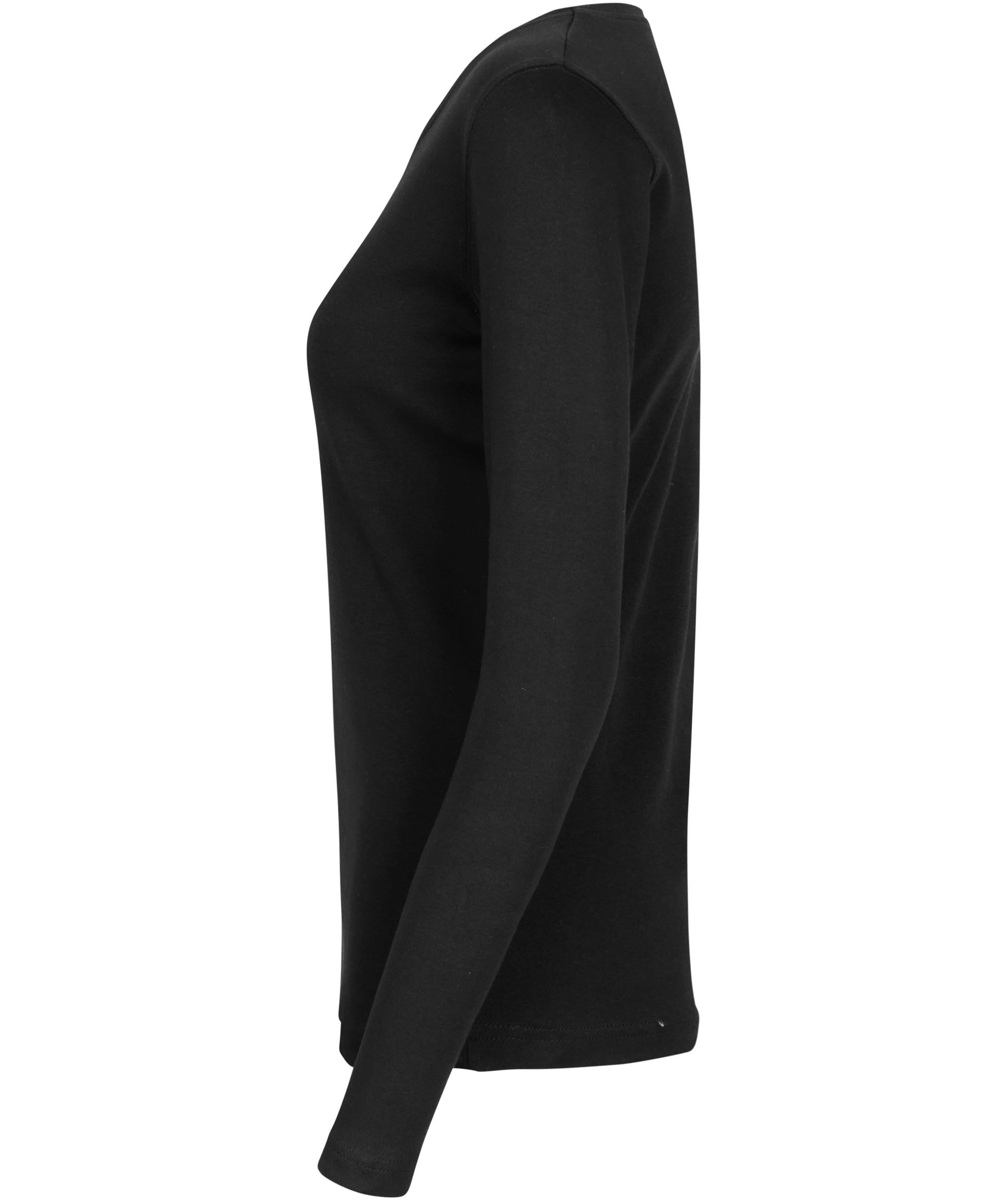 ID Interlock lang&aelig;rmet dame T-shirt, Sort, large image number 2