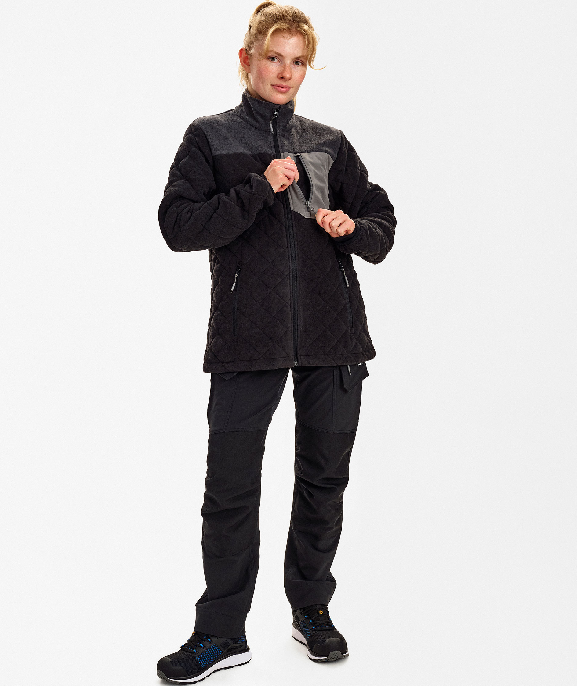 Engel Entire quilted women's fleece jacket, Black/Anthracite Grey, large image number 2