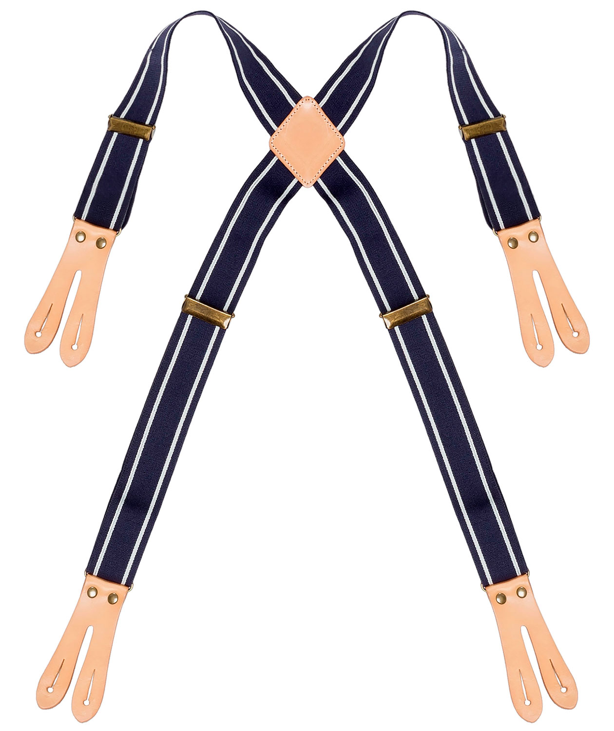 Segers adjustable braces with leather for apron, Marine/White, Marine/White, swatch