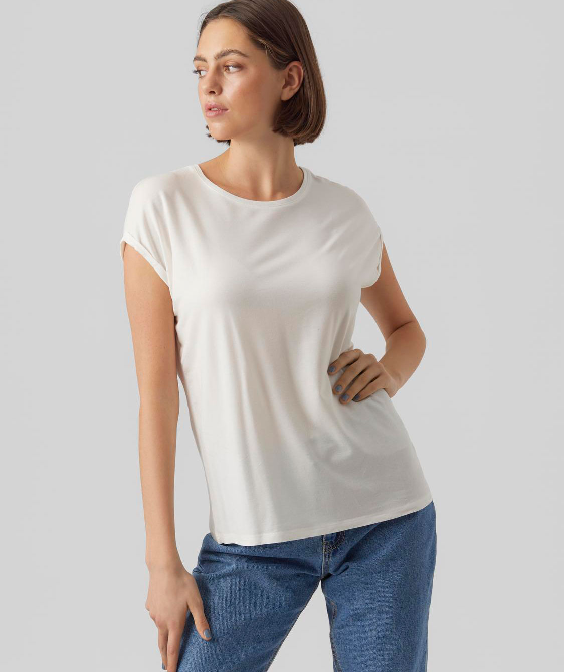 Vero Moda VMAVA PLAIN women's T-shirt, Snow White, large image number 1
