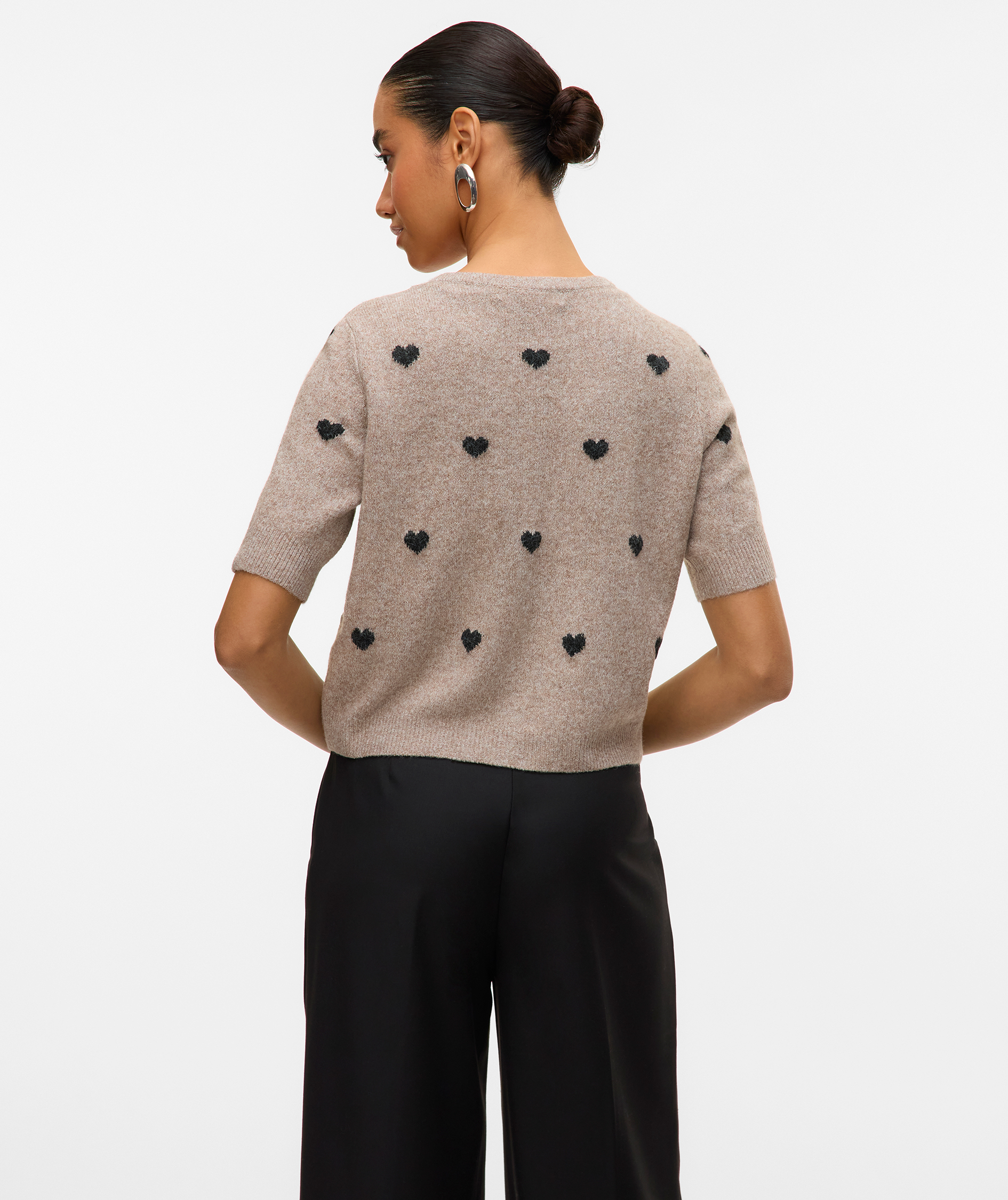 Vero Moda VMDOFFY INTARSIA kurz&auml;rmlige Damen Strickpullover, Moon Rock Melange, large image number 2