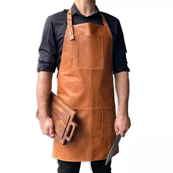 Stuff Design Vintage leather bib apron, Tan