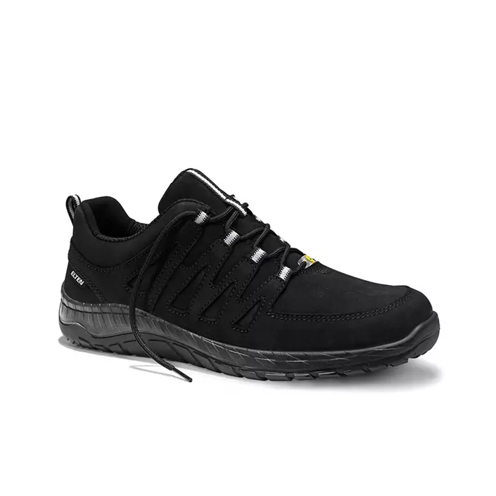 Elten Maddox Black Leather Low work shoes O2, Black, large image number 0