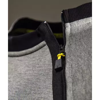 Monitor Sweatshirt mit kurzem Reißverschluss, Grau Melange