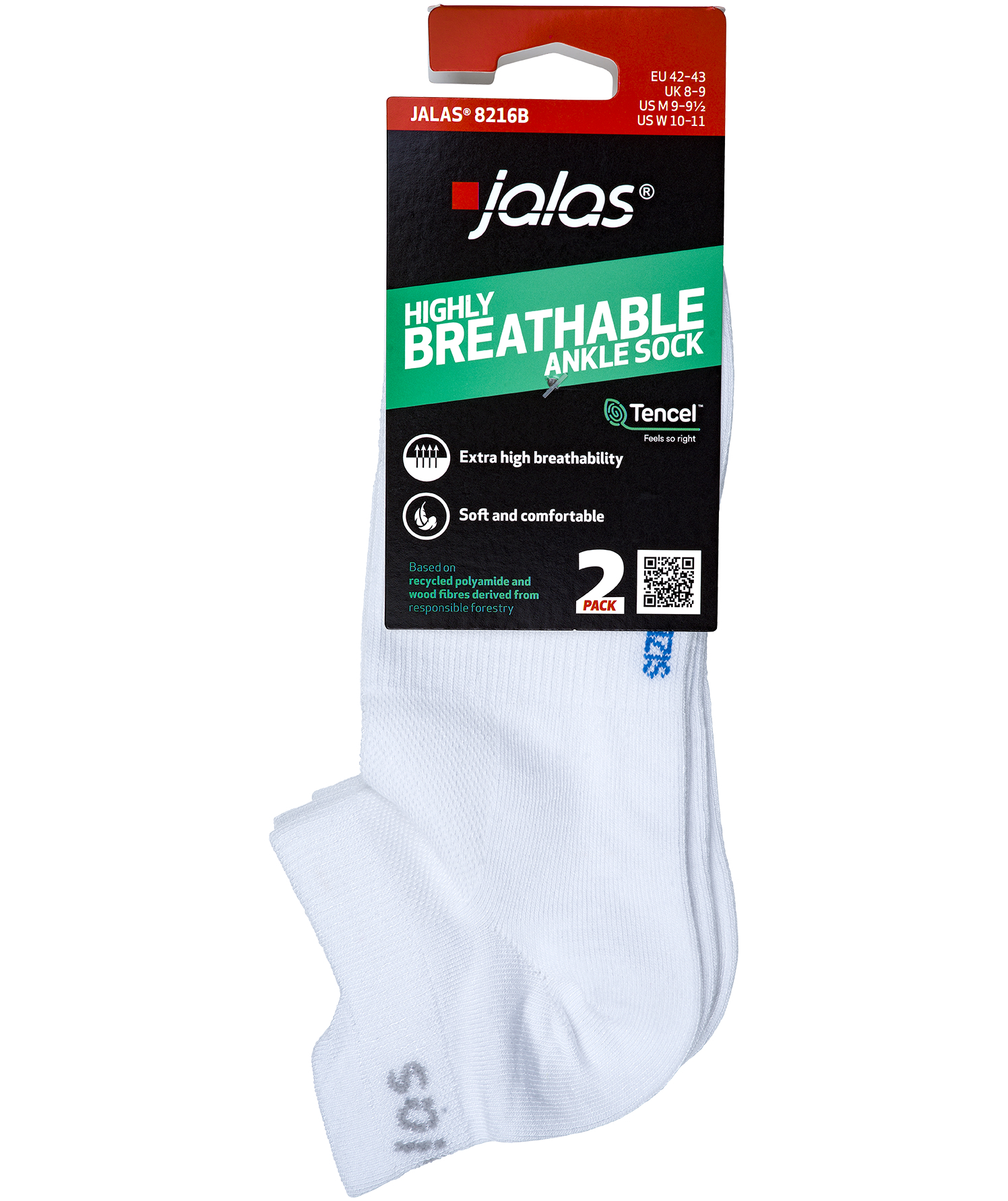 Jalas 2-pack ankel socks, White, large image number 4