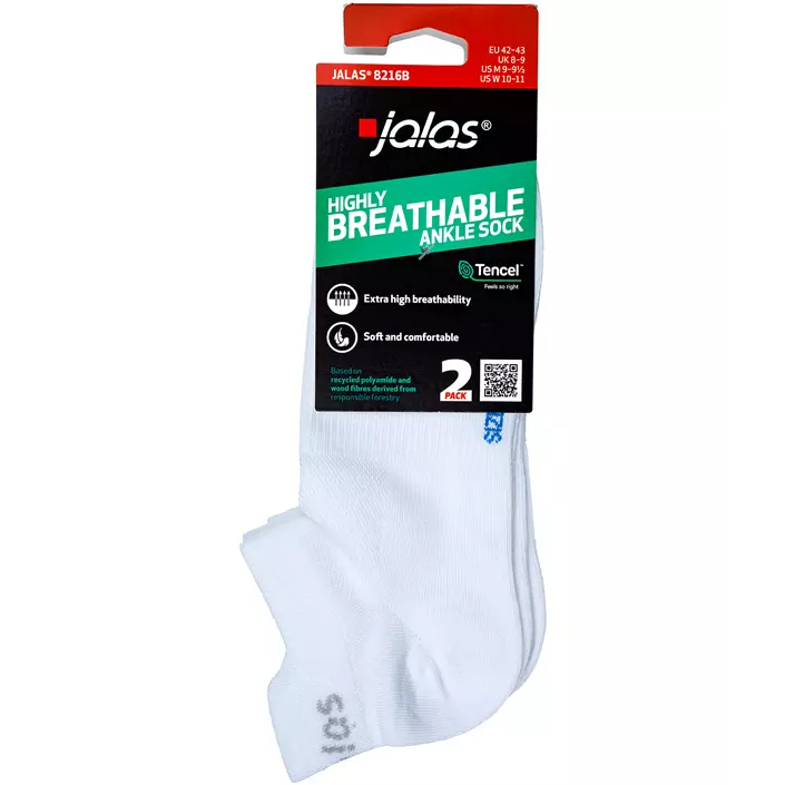 Jalas 2-pack ankel socks, White, large image number 4