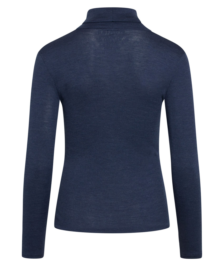 Claire Woman Alys women's knitted pullover with merino wool, Blue Melange