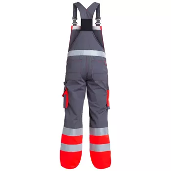 Engel work bib and brace trousers, Grey/Hi-Vis red
