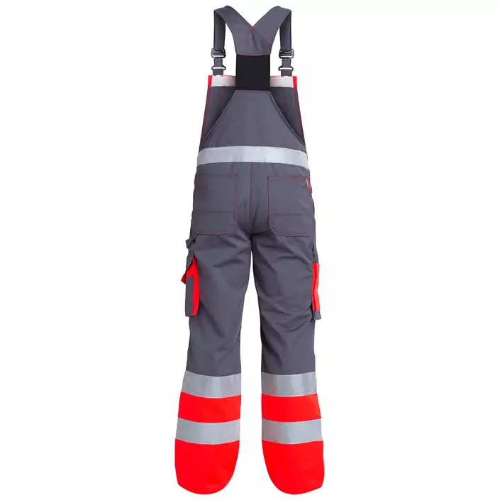 Engel work bib and brace trousers, Grey/Hi-Vis red, large image number 1
