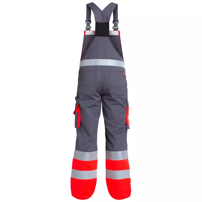 Engel arbetshängselbyxa, Grå/Hi-Vis röd, large image number 1