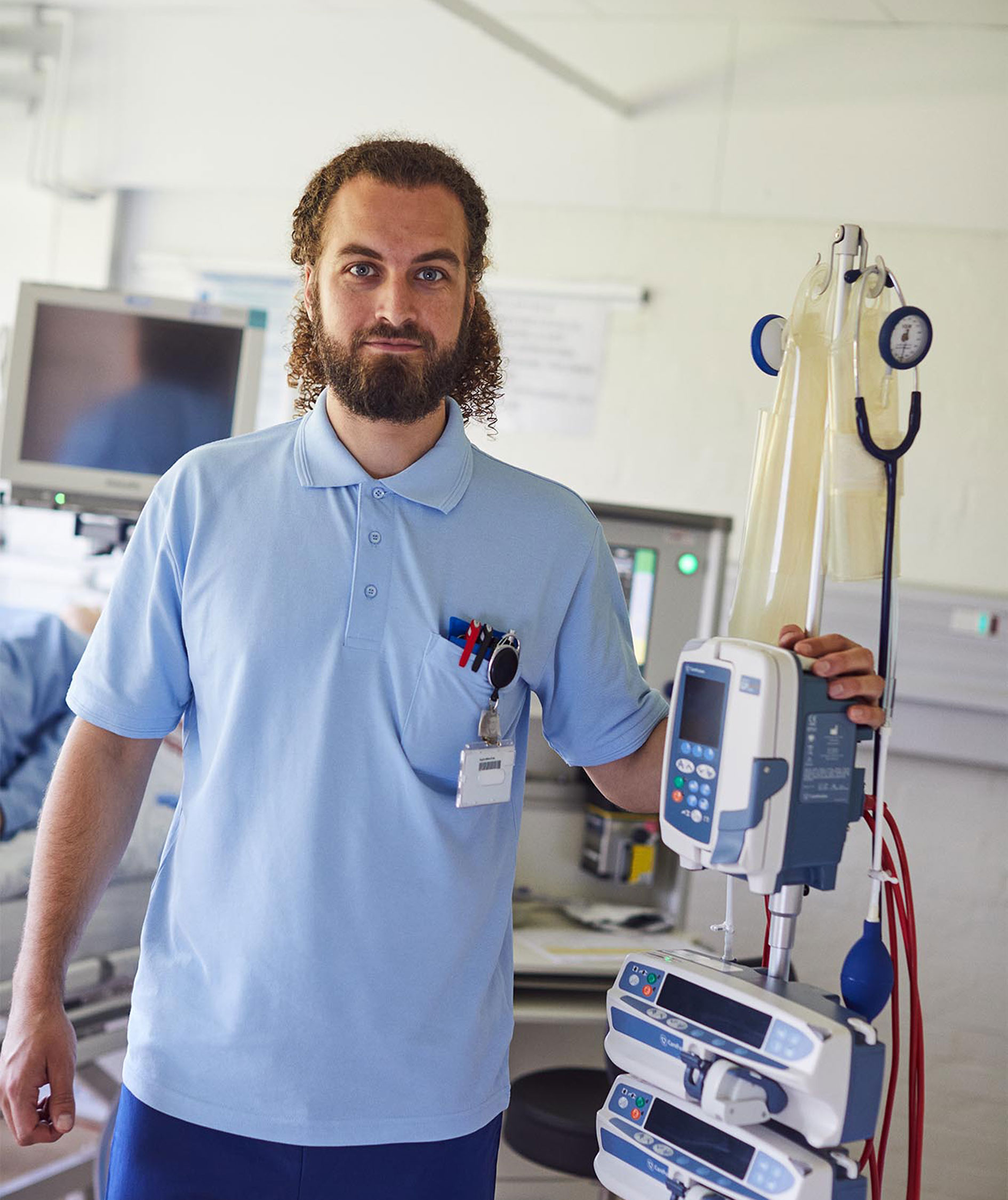 ID PRO Wear Polo shirt with chest pocket, Lightblue