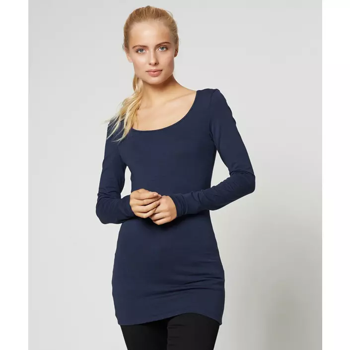 Vero Moda VMMAXI MY SOFT lang langærmet dame T-shirt, Black Iris, large image number 1