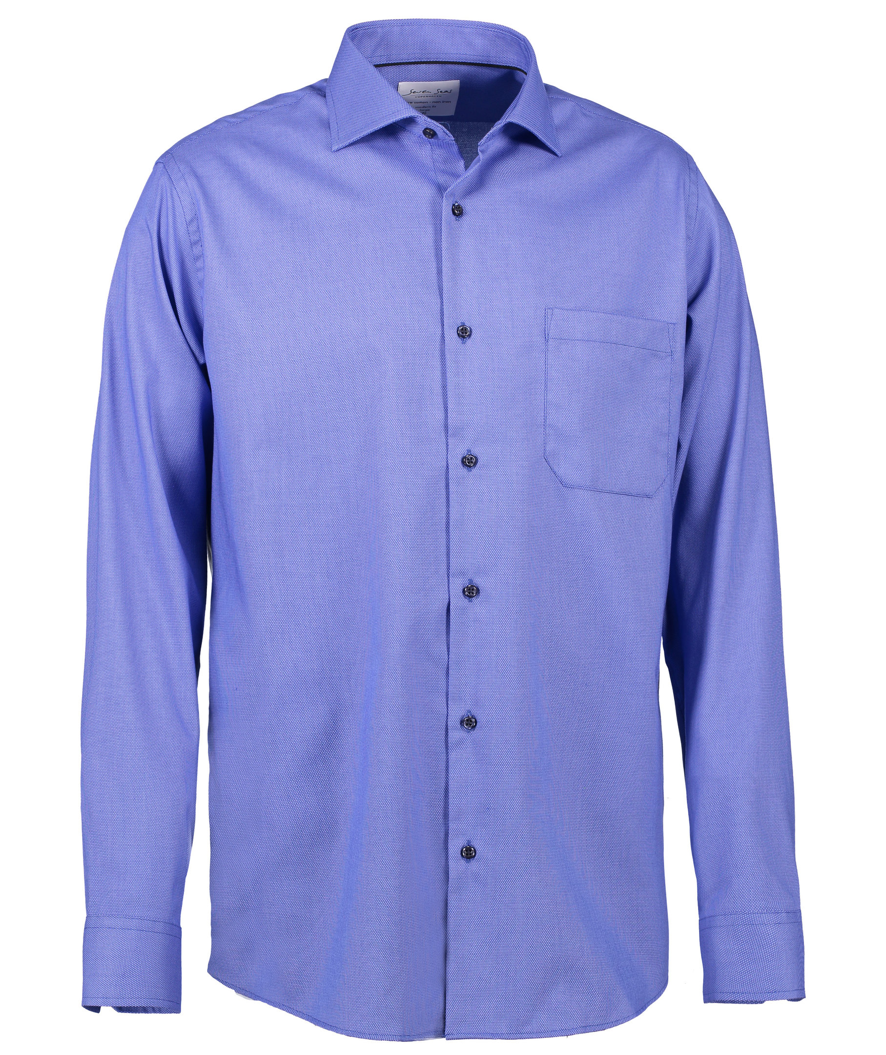 Seven Seas Dobby Royal Oxford modern fit skjorte med brystlomme, Fransk Bl&aring;, large image number 2