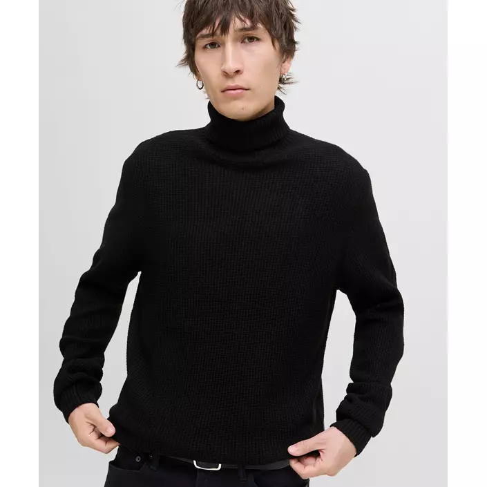 Jack & Jones JJROY stickad polotröja, Black, large image number 3