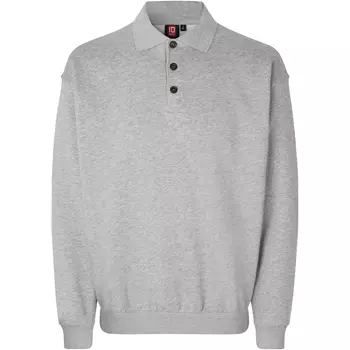 ID Game langärmliges Polo-Sweatshirt, Grau Melange
