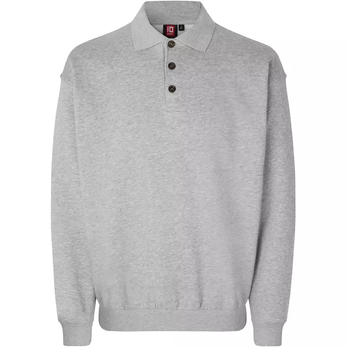 ID Klassisk långärmad Piké sweatshirt, Gråmelerad, large image number 0