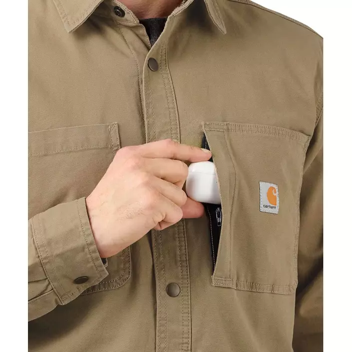 Carhartt fleece foret skjortejakke, Dark khaki, large image number 2