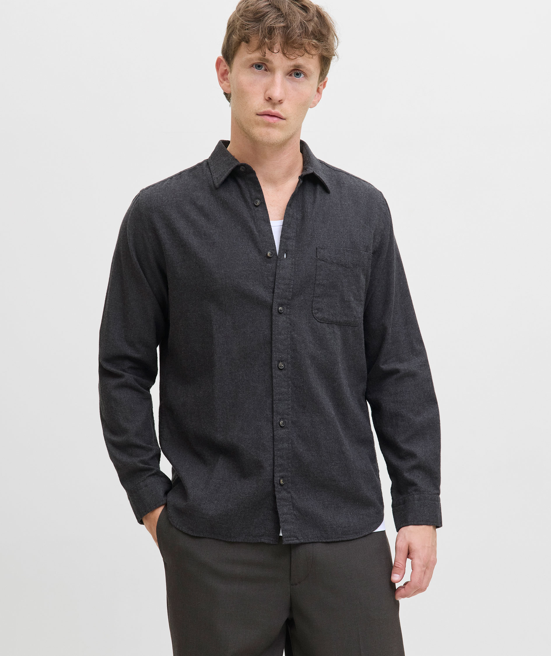 Jack & Jones JJECLASSIC Melange shirt, Dark Grey Melange