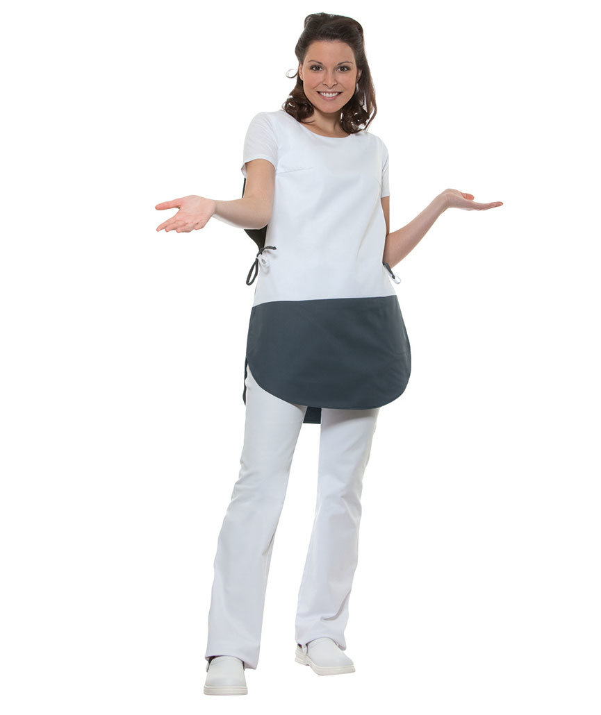 Karlowsky Bea sandwich apron with pocket, Grey/White