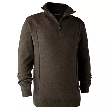 Deerhunter Sheffield knitted pullover with half zip, Dark Elm