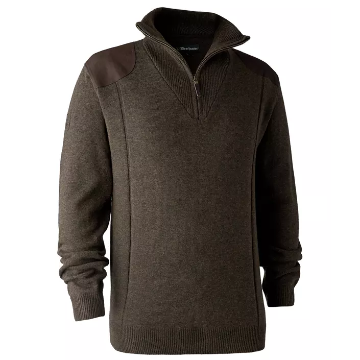 Deerhunter Sheffield knitted pullover with half zip, Dark Elm, large image number 0