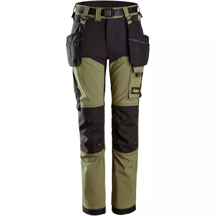 Snickers AllroundWork håndværkerbukser 7575 til børn full stretch, Khaki Green/Black, large image number 0