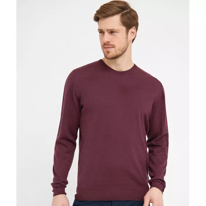 Clipper Milan stickad tröja med merinoull, Burgundy melange, large image number 1