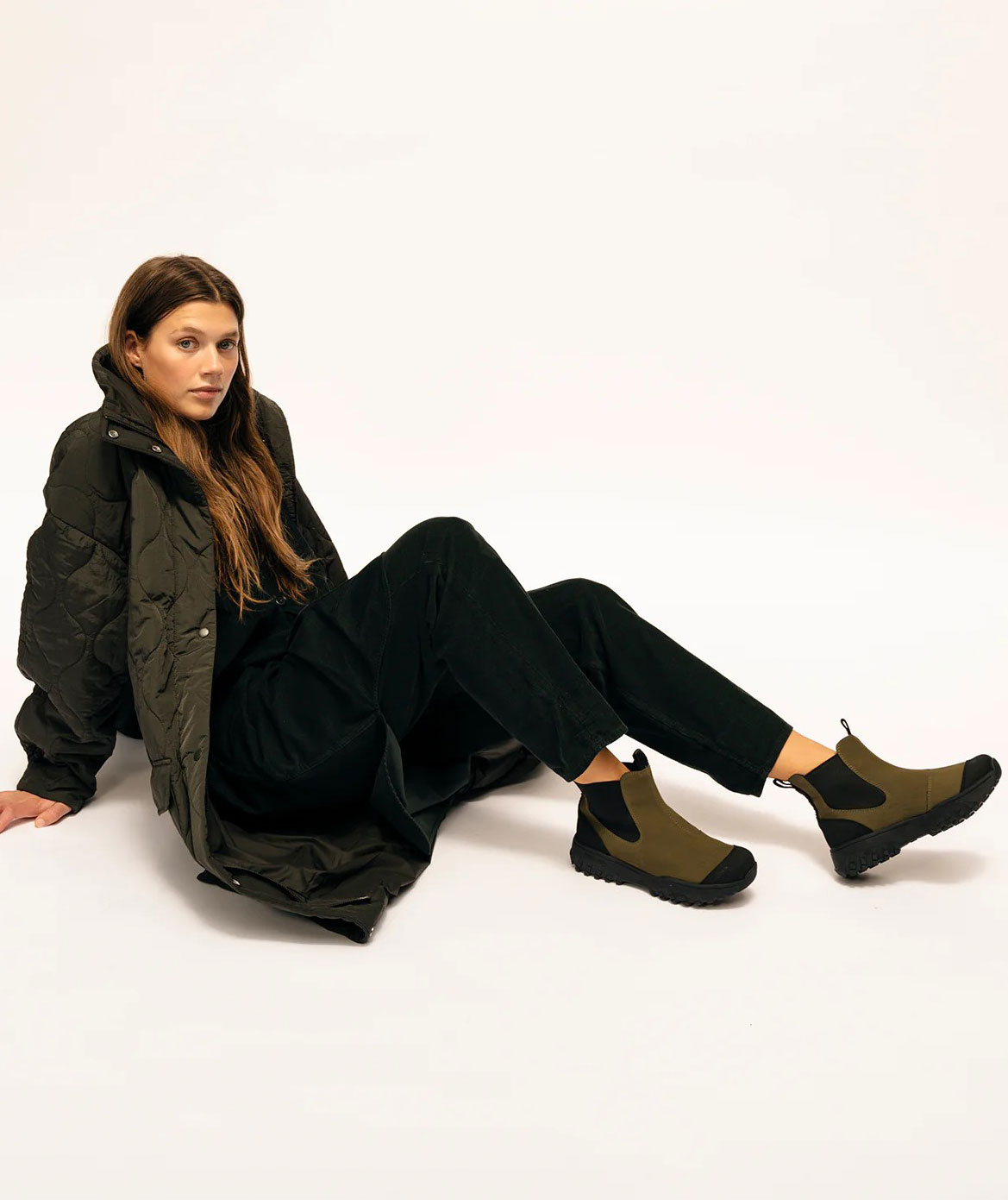 Woden Magda Track Damen Stiefel, Dark olive 