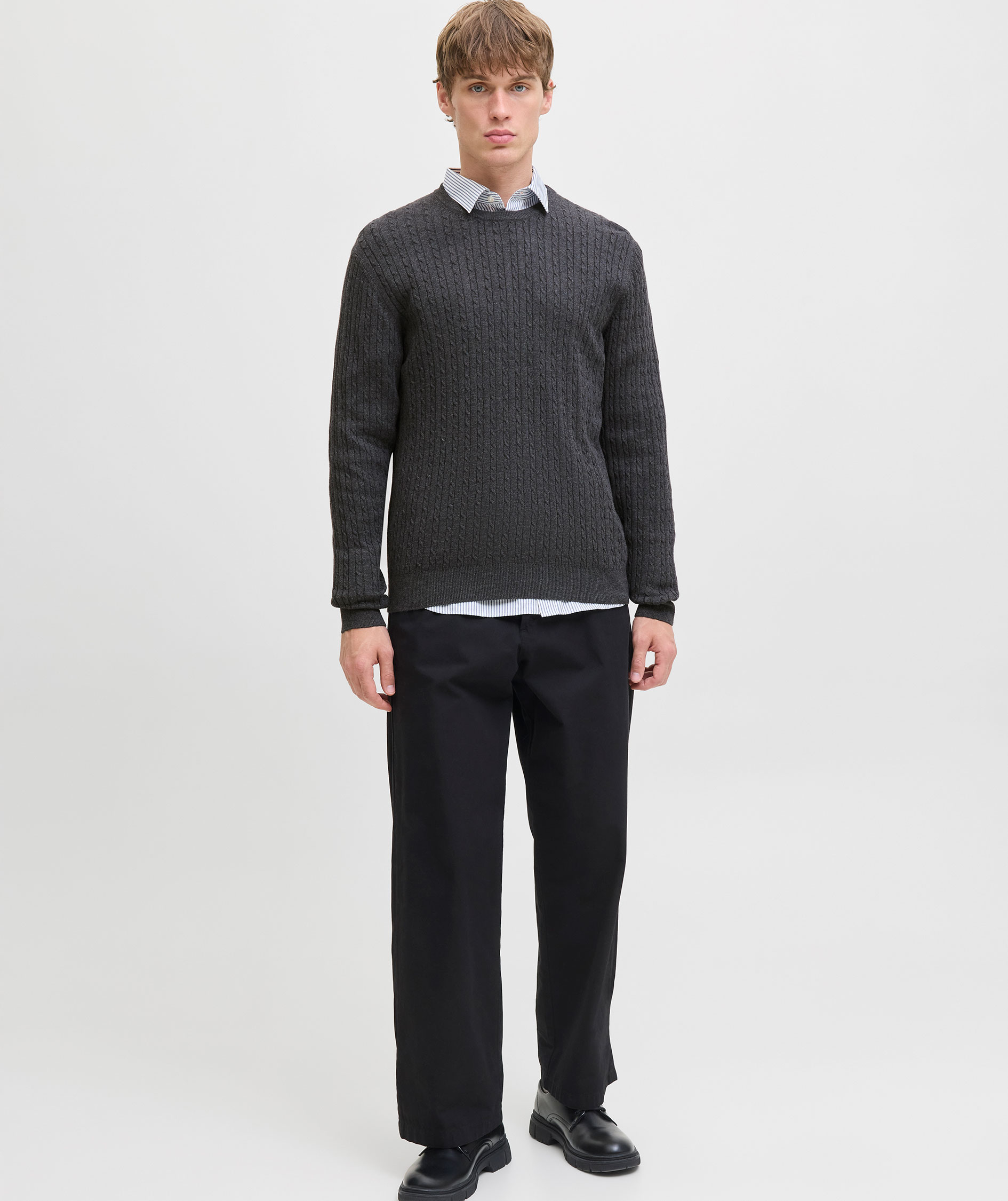 Jack & Jones JJEEMIL knitted pullover, Dark Grey Melange, large image number 4