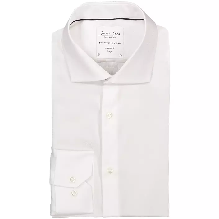 Seven Seas Dobby Royal Oxford modern fit shirt with chest pocket, White, large image number 4