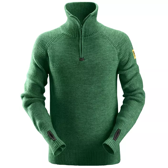 Snickers AllroundWork ½-zip wool sweater 2905, Forest Green, large image number 0