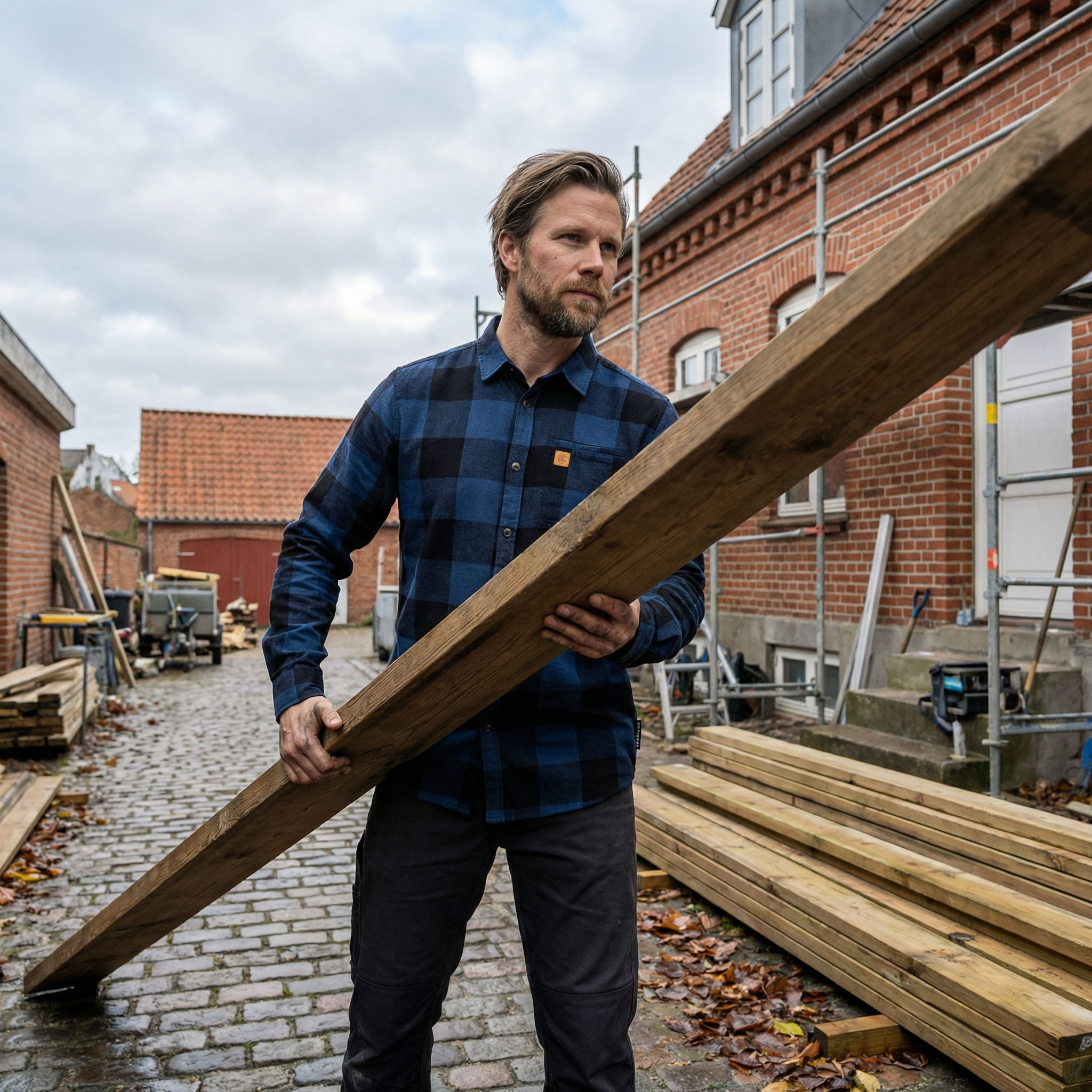 Westborn casual flannelskjorte, Dusty Blue/Black