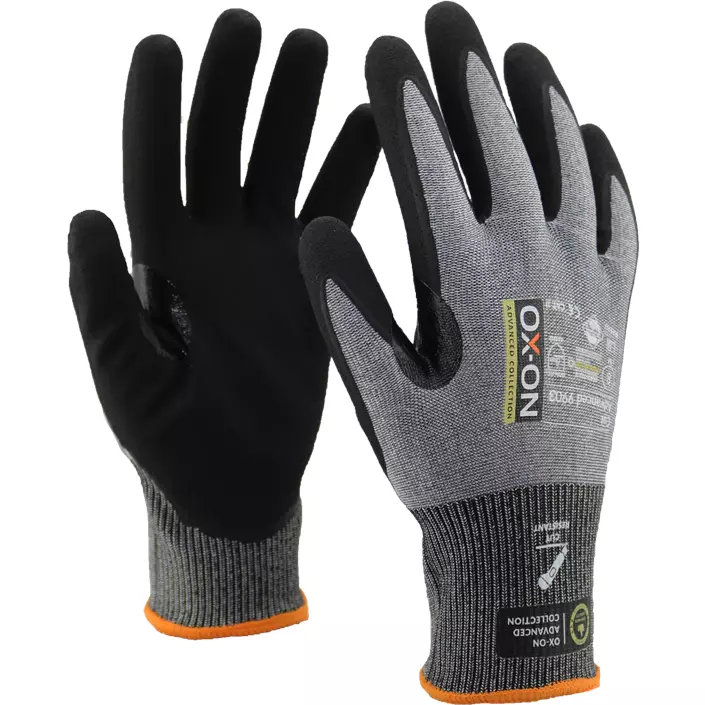 OX-ON Advanced 9903 skärskyddshandskar Cut D, Grå/Svart, large image number 0