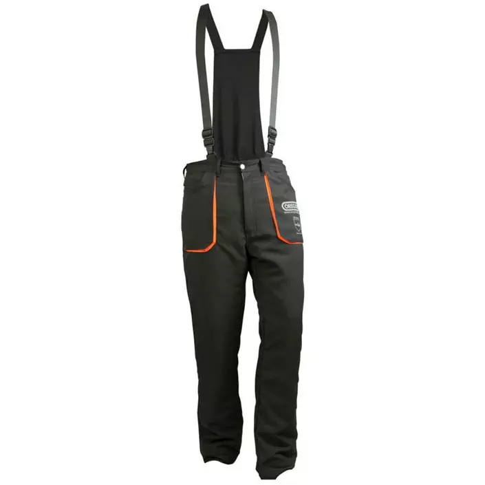 Oregon Yukon cut protection trousers with braces, Black/Orange, large image number 0