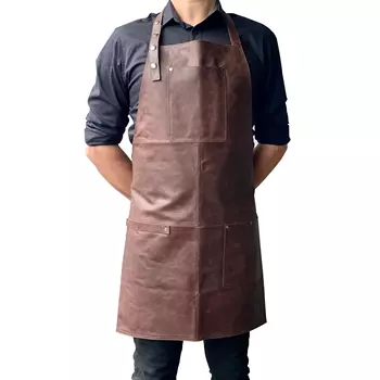 Stuff Design Vintage leather bib apron, Dark Brown