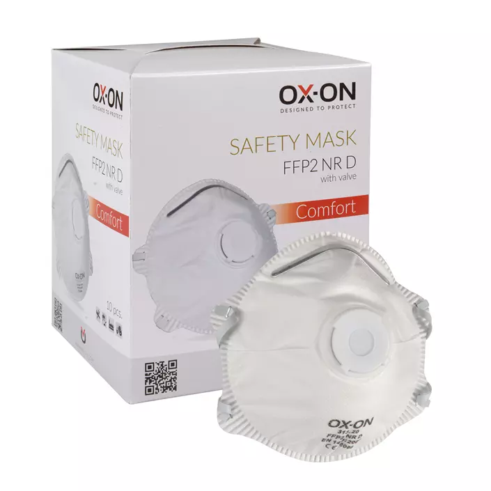OX-ON støvmaske FFP2NR D med ventil 10 stk, Hvid, Hvid, large image number 0