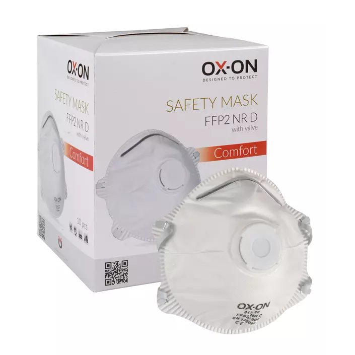 OX-ON støvmaske FFP2NR D med ventil, Hvit, Hvit, large image number 0