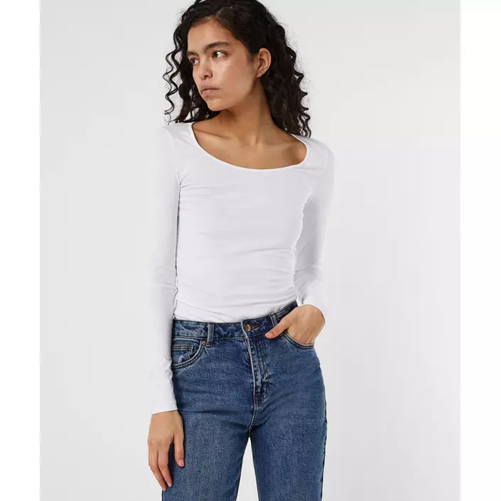Vero Moda VMMAXI MY SOFT lang langærmet dame T-shirt, Bright White, large image number 1